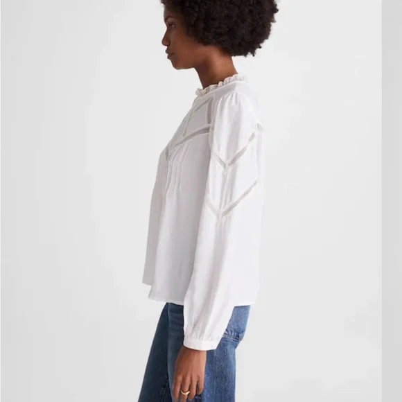 Lace-Insert Mockneck Long-Sleeve Top - Picture 3 of 3